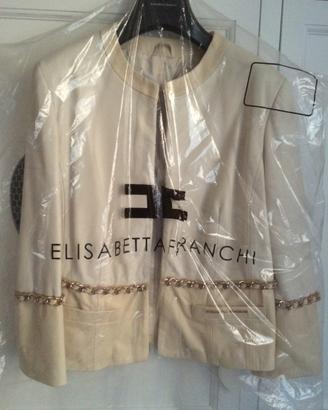 ELISABETTA FRANCHI. Giacca in pelle chiara