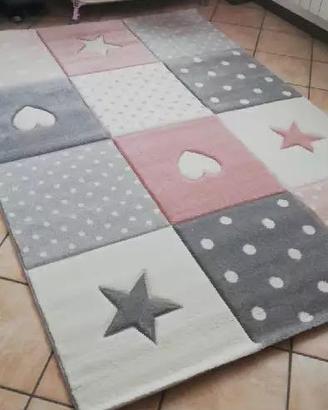 Tappeto per cameretta patchwork (stelline/cuori)