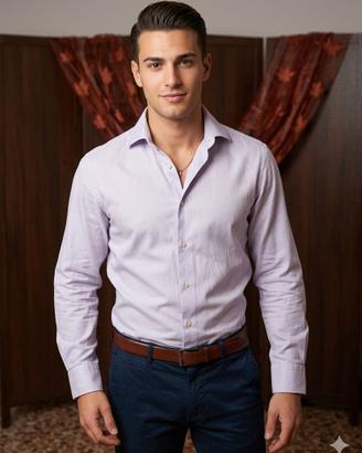 Camicia ZARA Man – 100% Cotone – Lavanda/Lilla – S