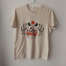 T-shirt uomo  M cotone - Color Panna stile Hippie