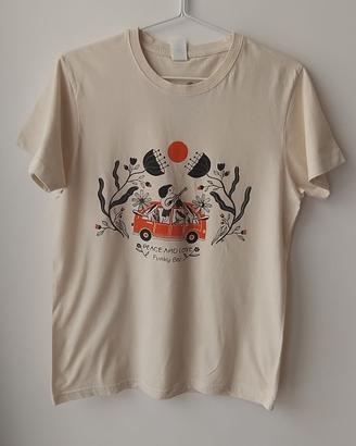 T-shirt uomo  M cotone - Color Panna stile Hippie