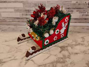 slitta rossa artigianale fatta a mano 25x14,5x14