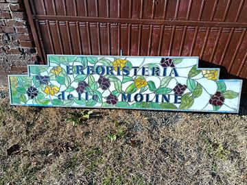 Insegna Vetro Cattedrale Erboristeria negozio 