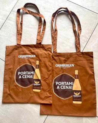 Coppia Borse Shopper Birra Grimbergen Nuove