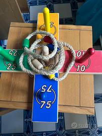 Gioco da 8 anni in legno cross toss a ring