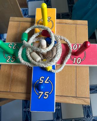 Gioco da 8 anni in legno cross toss a ring