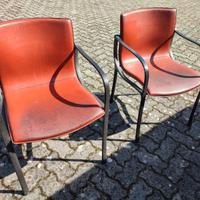 Poltrone in pelle con struttura in metallo