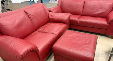 2 divani + pouf Natuzzi in pelle