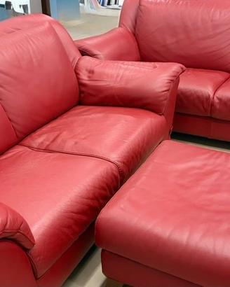 2 divani + pouf Natuzzi in pelle