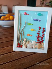 Cornice legno con decorazione tema marino 