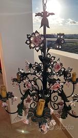 Lampadario in ferro battuto e ceramica🌸
