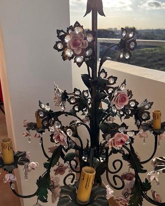 Lampadario in ferro battuto e ceramica🌸