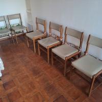 6 SEDIE Vintage Legno Simil Pelle +6 Coprisedie