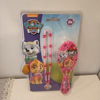 set spazzola e collana paw patrol rosa