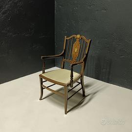 Poltroncina Antica Intarsiata Mascherone '900