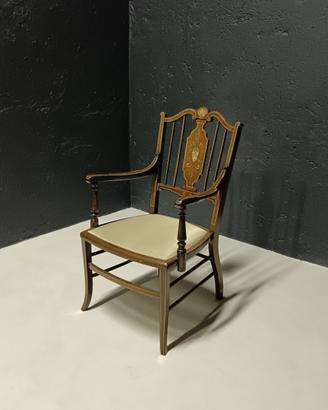 Poltroncina Antica Intarsiata Mascherone '900