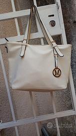 Borsa tote 43 x 27 cm ecopelle bianco panna