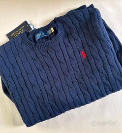 Maglione Ralph Lauren Taglia M Navy Logo Rosso