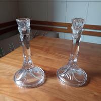 Portacandele in vetro decorato vintage