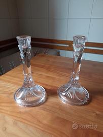 Portacandele in vetro decorato vintage