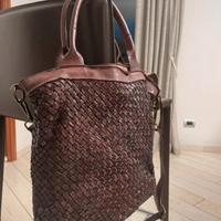 Borsa vera pelle intrecciata