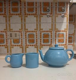 Servizio da the in ceramica azzurro