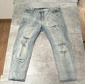 Mnml jeans uomo blu lavaggio chiaro strappati