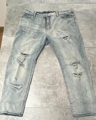 Mnml jeans uomo blu lavaggio chiaro strappati