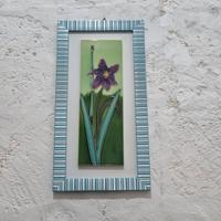 Quadro Piastrella Ceramica Smaltata Fiore Rilievo