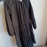 abbigliamento donna, vestito nero lungo balze H&M