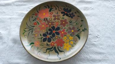 PIATTO DECORATIVO VINTAGE CERAMICA DECORO FLOREALE