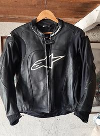 Giacca in pelle moto con protezioni taglia 48