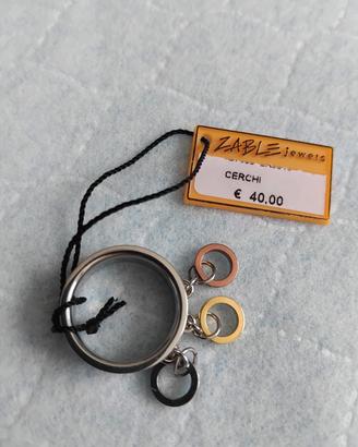 Anello ZABLE acciaio inox pendenti cerchi tricolor