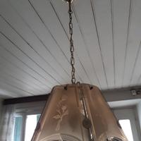 Lampadario anni 20 originale con vetrofanie