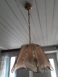 Lampadario anni 20 originale con vetrofanie