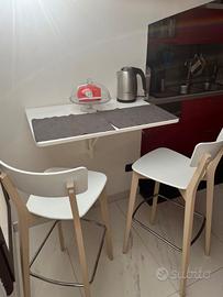 Snack bar calligaris bianco 90x60 con due sgabell