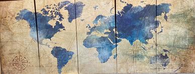 Mappamondo stampato su 5 tele