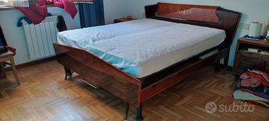 LETTO IN LEGNO ANNI 60 MOTIVO SPINA DI PESCE