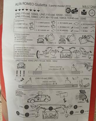 kit barre portatutto Alfa Romeo Giulietta 