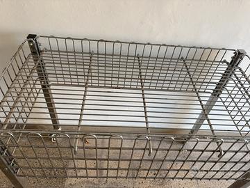 Carrello inox con ruote e piano movibile