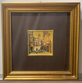 Quadro con cornice su foglia oro zecchino