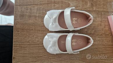 scarpe ballerina neonata bianca lucida doremi