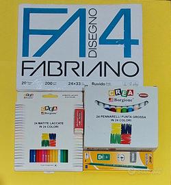 24 matite  e 24 pennarelli album disegno + matit