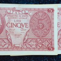 5 LIRE CONSECUTIVE ATENA ELMATA 