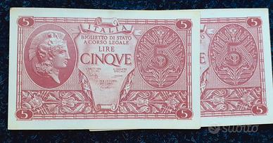 5 LIRE CONSECUTIVE ATENA ELMATA 