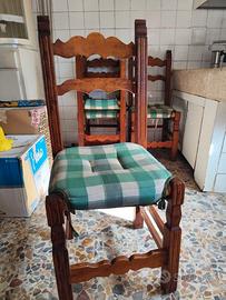 Set 4 sedie vintage in legno massello