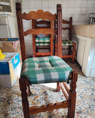 Set 4 sedie vintage in legno massello