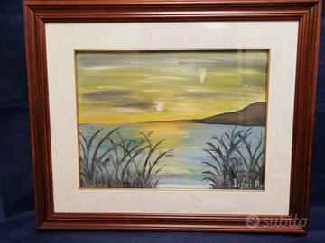 Quadro Alba sul Mare. Olio su Legno di Iseppi