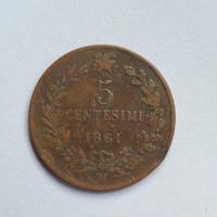 5 Centesimi 1861 M VITTORIO EMANUELE II 