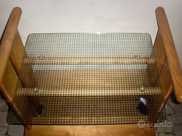 Carrello betulla e vetro